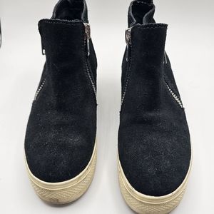 Steve Madden Black Suede Wedgie Platform Ankle Sneakers
